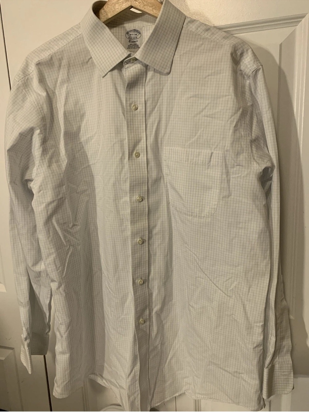 Brooks Brothers White Dress Shirt with Light Blue Grid - Picture 3 of 9